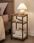 BARNET Collection - Side Table, Small End Table for Living Room, Modern Tall Nightstand, Bedroom, Office, Bathroom, Steel Frame, Rustic Brown and Ink Black ULET273B01