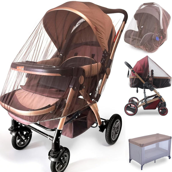 Durable Baby Mosquito Net (2 Pack) - Perfect Bug Net for Strollers, Bassinets, Cradles, Playards, Pack N Plays and Portable Mini Crib (Coffee)