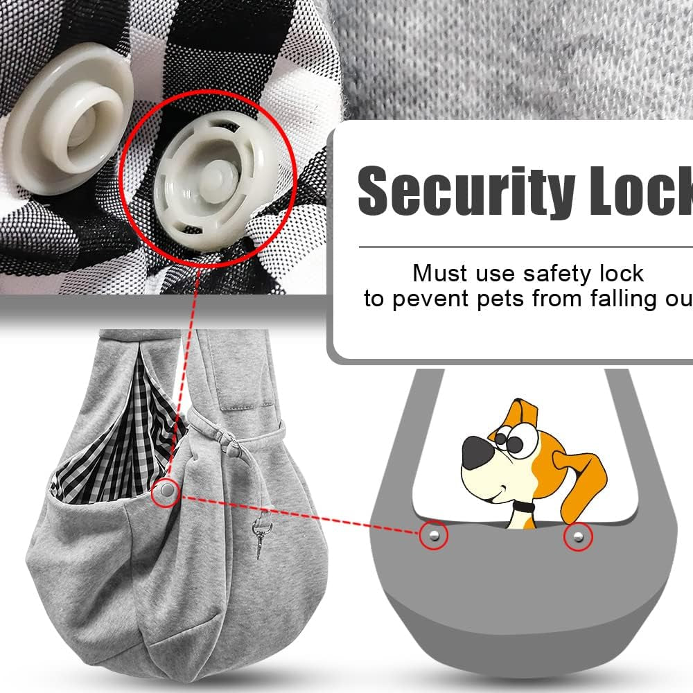 Small Dog Cat Sling Carrier Puppy Purse Travel Wrap Soft Crossbody Pet Bag (Gray, M - Classic Pocket & Classic Strap)