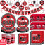 Graduation Decorations 2026 Red and Black, 265Pcs Disposable Tableware Kit for 50 Guests, Plates, Napkins, Cups, Tablecloth and Hanging 2026 Graduation Party Decorations