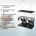 Compact Dry Food Dispenser, Dual Control, Black/Chrome