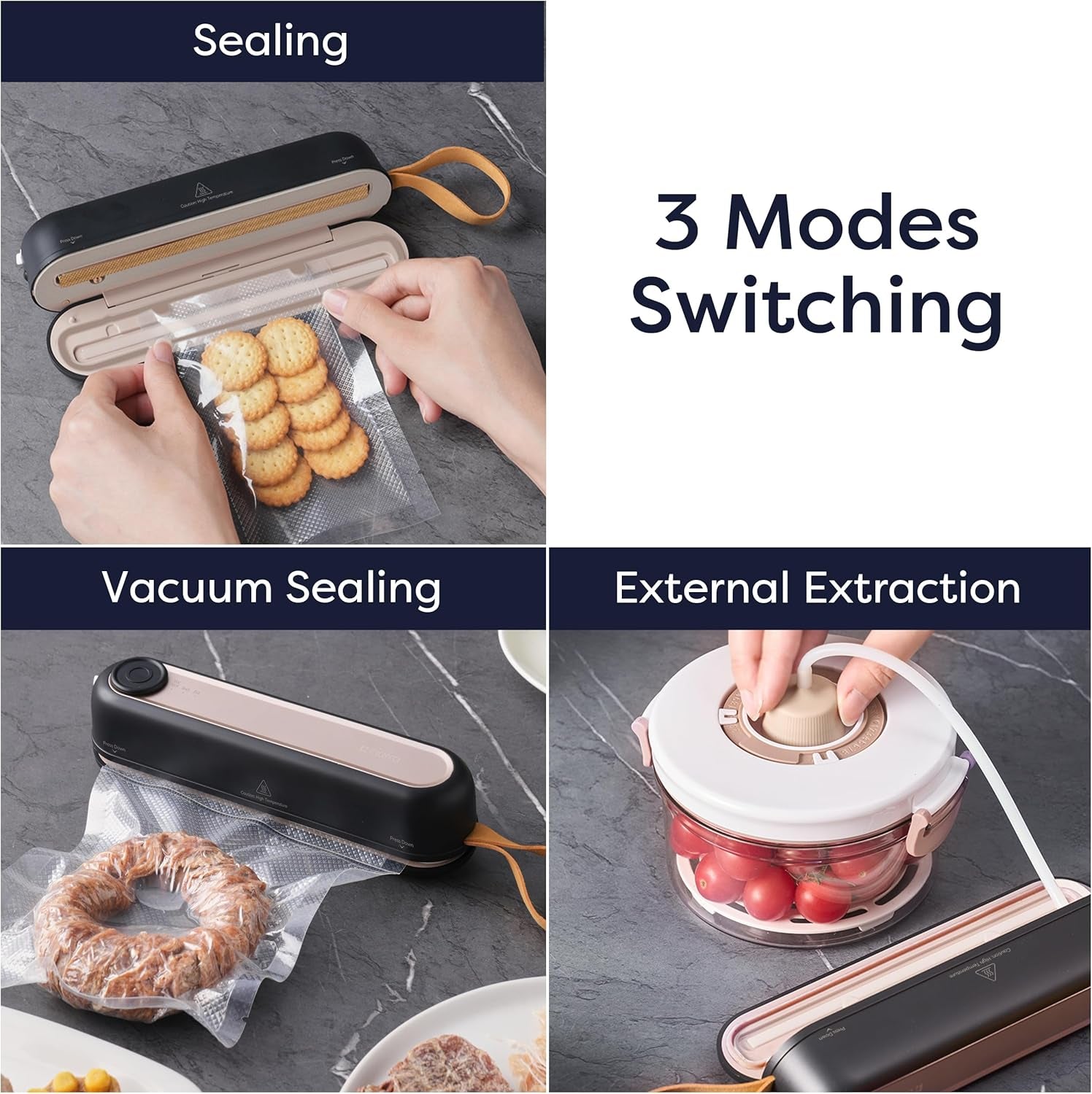 Handheld Vacuum Sealer â€“ Portable Food Preservation Machine with 3 Modes, Compact Automatic Sealing System for Dry & Wet Foods (Vacuum Sealer + 5 Pcs Vacuum Seal Bags)