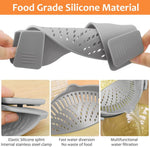 Clip on Strainer for All Pots Pan,Silicone Pasta Strainer Kitchen Gadgets,Collapsible Colander for Noodle,Vegetables,Fruit,Spaghetti (Grey)