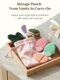 Gua Sha and Face Roller Set: Face Skin Care Tools with Facial Cleansing Brush, 2 Silicone Scrubber Pads & Face Sponge, Travel Bag, Self Care Gift
