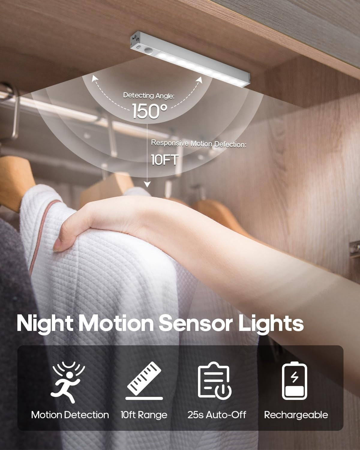 6 Pack Led under Cabinet Lights Wireless with Charging Station, 7â€™â€™ Rechargeable Motion Sensor Light Indoor, Dimmable Closet Lights for Cabinets, Bookshelf, Stair, Hallway
