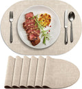 Placemats for Dining Table Set of 6 Non-Slip, Heat Resistant Oval Leather Placemat Double Layer, Waterproof Table Mats Easy to Clean for Kitchen Dining Room Coffee Office Table, Beige