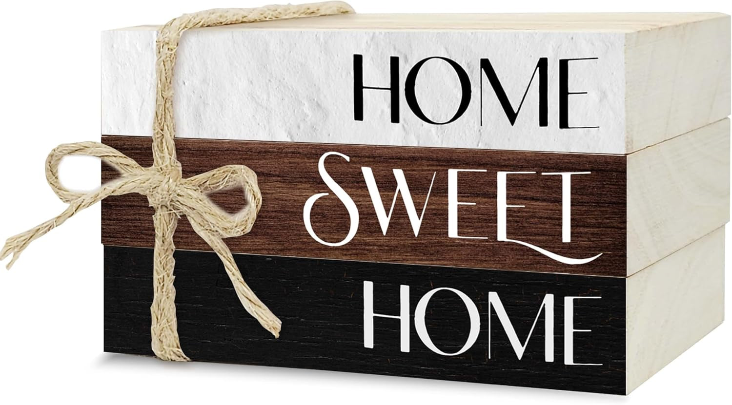 Mini Decorative Books for Home Decor, Rustic Wood Stack for Table, Home Sweet Decor Books for Living Room Shelf, Farmhouse Stacked Book Gift (L10)